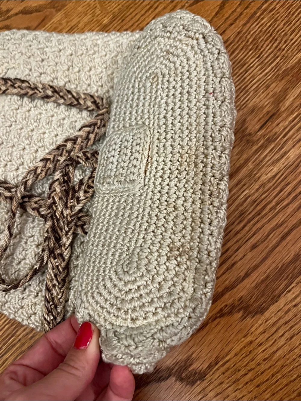 The Sak Crochet Drawstring Backpack Purse in Ivory